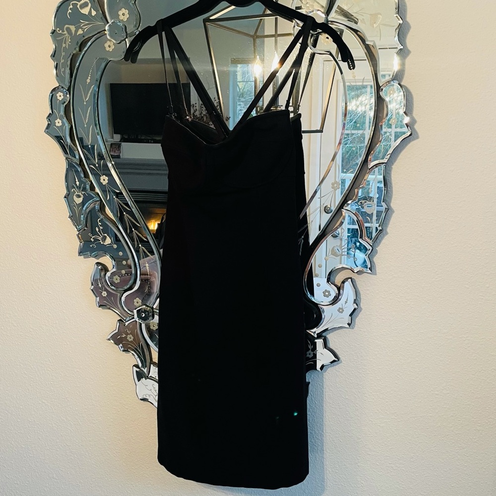 Moda International Body-con Corset Top Back Zipper Mini Dress Black size 8